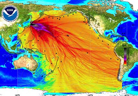 NOAA energy map shows the intensity of the tsunami caused by Japan's magnitude 8.9 earthquake